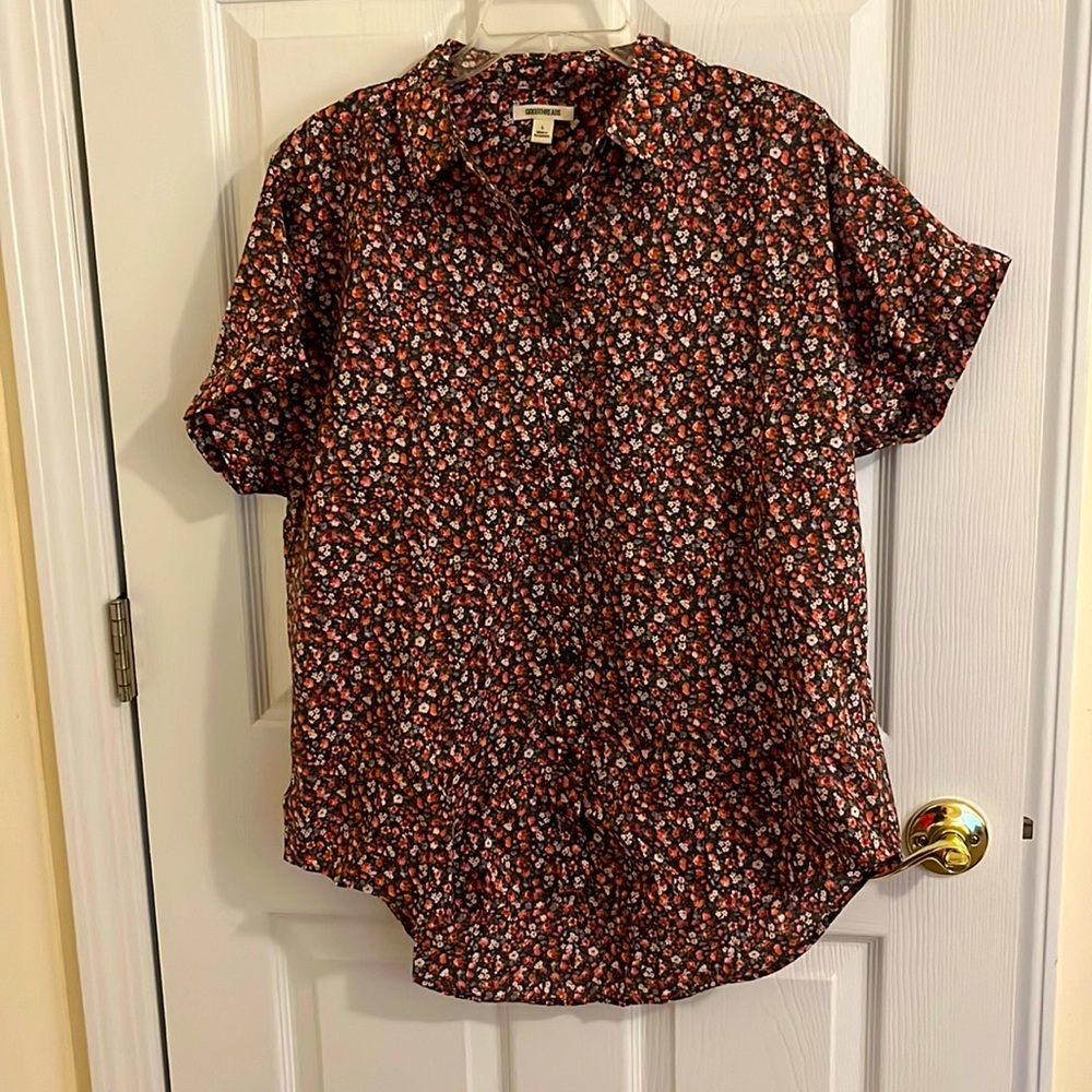 Good Threads Button Down Short Sleeve Shirt. Size Large. Floral.